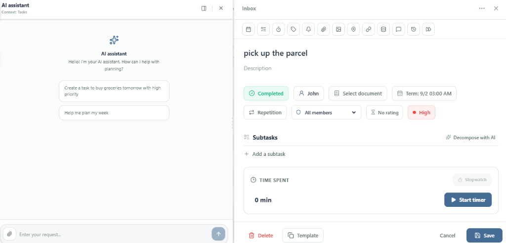 Automatic AI Assistant Window Shift when Task is Opened