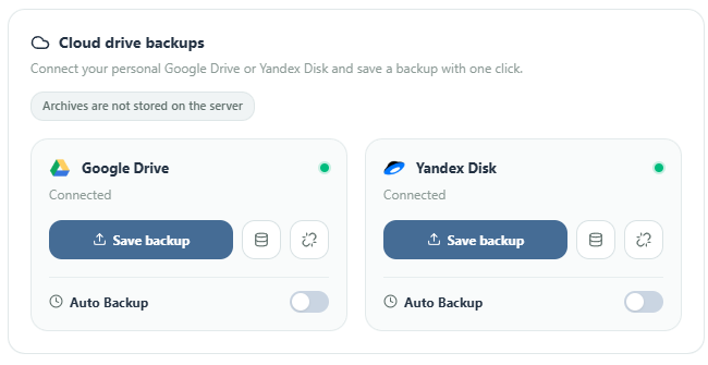Automated Backup Settings